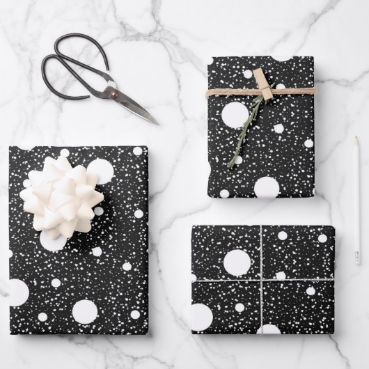 シンプル白黒ギフト ラッピングペーパーシート (正面)