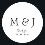 シンプル白黒クラシックモノグラム ラウンドシール<br><div class="desc">シンプルクラシック白黒モノグラムクラシックラウンドステッカー</div>