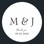 シンプル白黒クラシックモノグラム ラウンドシール<br><div class="desc">シンプルクラシック白黒モノグラムクラシックラウンドステッカー</div>