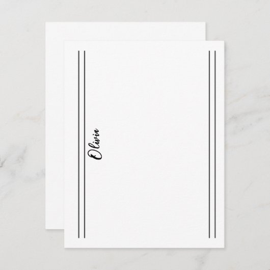 シンプル白黒クラシック二重ラインノートカード ノートカード (正面/裏面)