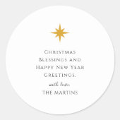 シンプル白黒クリスマススターパーソナライズされた ラウンドシール (正面)