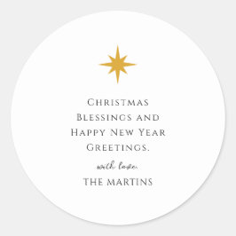 シンプル白黒クリスマススターパーソナライズされた ラウンドシール
