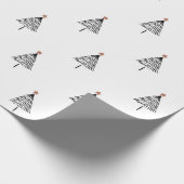 シンプル白黒クリスマスツリー金ゴールドスター ラッピングペーパー (角)