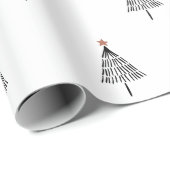 シンプル白黒クリスマスツリー金ゴールドスター ラッピングペーパー (ロールコーナー)