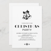 シンプル白黒クリスマスベルパーティー 招待状 (正面/裏面)