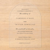 シンプル白黒クリーン結婚ズ アクリル招待状 (正面)