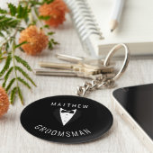 シンプル白黒グローマパーソナライズされたン結婚ズ キーホルダー (側面)