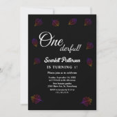 シンプル白黒グロ離れーイ誕生日 招待状 (正面)