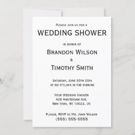 シンプル白黒ゲイウェディングシャワー招待状 招待状