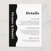 シンプル白黒サイドウェーブフォト結婚詳細 エンクロージャーカード (正面)