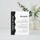シンプル白黒サイドウェーブフォト結婚詳細 エンクロージャーカード (スタンド正面)