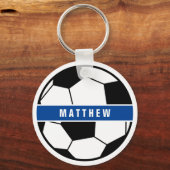シンプル白黒サッカーサッカーモノグラム キーホルダー (正面)