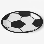 シンプル白黒サッカーボールパーティー ペーパープレート (アングル)