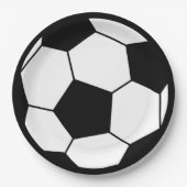 シンプル白黒サッカーボールパーティー ペーパープレート (正面)
