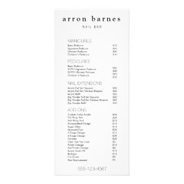 シンプル白黒サロン価格表サービス・メニュー ラックカード