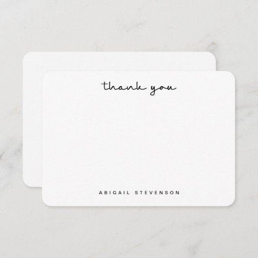 シンプル白黒サンキュースクリプトノートカード サンキューカード (正面/裏面)