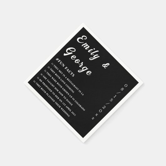 シンプル白黒シックおもしろいファクト結婚ズ スタンダードカクテルナプキン (角)