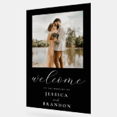 シンプル白黒シック写真の結婚歓迎 アクリルサイン (傾斜)