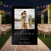 シンプル白黒シック写真の結婚歓迎 アクリルサイン