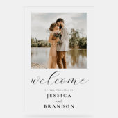 シンプル白黒シック写真の結婚歓迎 アクリルサイン (正面)