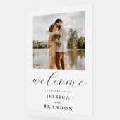 シンプル白黒シック写真の結婚歓迎 アクリルサイン (傾斜)