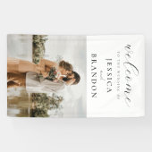 シンプル白黒シック写真の結婚歓迎 横断幕 (横)