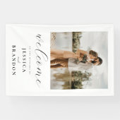 シンプル白黒シック写真の結婚歓迎 横断幕 (横)