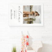 シンプル白黒シック写真の結婚歓迎 横断幕 (インサイチュ)