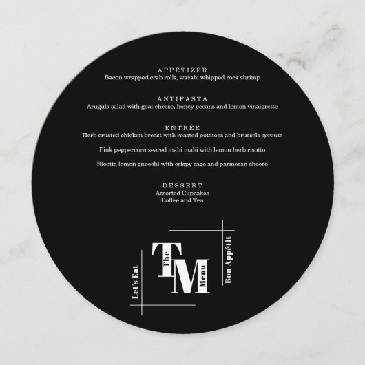 シンプル白黒シモダンッ結婚クの感謝 メニュー (正面)