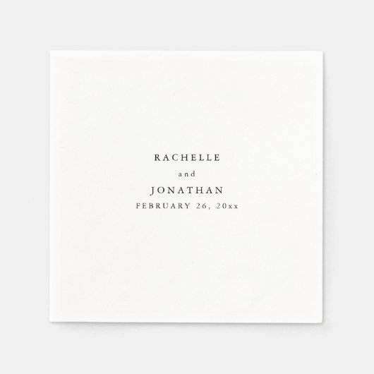 シンプル白黒シンプルモノグラム結婚ナプキンス スタンダードカクテルナプキン (正面)