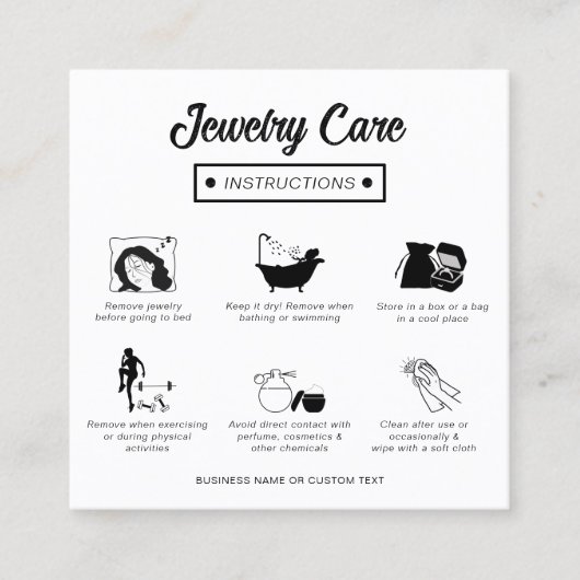 シンプル白黒ジュエリーの指気に示 スクエア名刺 (正面)