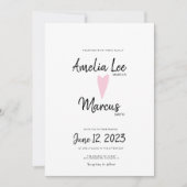 シンプル白黒スかわいらしクリプトハート結婚の 招待状 (正面)