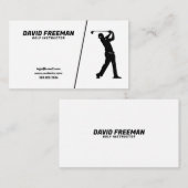 シンプル白黒スイングゴルフインストラクター 名刺 (正面/裏面)