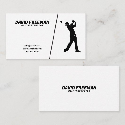 シンプル白黒スイングゴルフインストラクター 名刺 (正面/裏面)