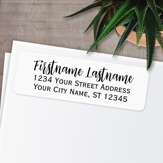 シンプル白黒スエレガントクリプト – 差出人住所 ラベル