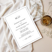 シンプル白黒スクウェア縁どモノグラ結婚ム 招待状