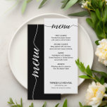 シンプル白黒スクリプカスタムトの食結婚品 メニュー<br><div class="desc">白シンプル黒の台本のカスタムクラシックのメニュー結婚" – ウェディングのレセプションに加えエレガントたメニュー。このメニューは、スクリプトタイポグラフィでタイムレスな白黒のスタイリッシュ配色を備えカスタマイズて、好みに合わせて食事を楽しむことができる。新婦カスタマイズの名前、メニュー講座、日結婚付、特別メッセージ。この洗練された結婚メニューデザインで、あなたのダイニング体験を高める。そのシンプルさと汎用性は多様なテーマやスタイルに適している結婚が、カスタマイズ可能な食事オプションは全てのゲストの味覚を提供することを保証する。洗練された洗練された外観を求めるカップルに最適結婚な、このメニューはあなたの披露宴テーブルに洗練されたtouchを追加する。特別な日を完璧に補うエレガントこのメパーソナライズされたニューとゲストを感動させる。</div>