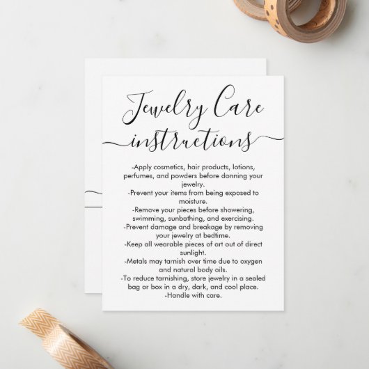 シンプル白黒スクリプトジュエリー気にカード ノートカード (正面/裏面インサイチュ)