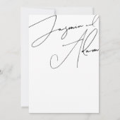 シンプル白黒スクリプトタイポグラフィ結婚の 招待状 (裏面)