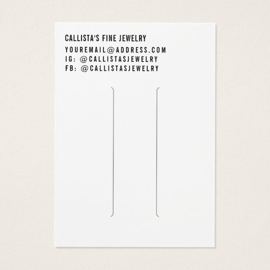 シンプル白黒スクリプトヘアクリップ表示カード (裏面)