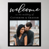 シンプル白黒スクリプト写真の結婚歓迎 ポスター (正面)