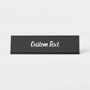 シンプル白黒スクリプト文字テンプレート デスクネームプレート