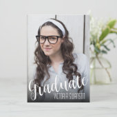 シンプル白黒スクリプト4写真の卒業 招待状 (スタンド正面)