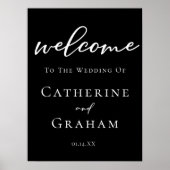 シンプル白黒スクリプモダント歓迎結婚の ポスター (正面)
