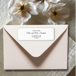 シンプル白黒スクリプ結婚トの差出人住所 ラベル