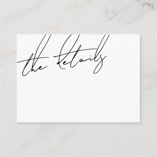 シンプル白黒スクリプ結婚トの詳細 エンクロージャーカード (裏面)