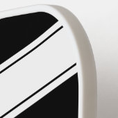 シンプル白黒ストライプの名前をカスタムする ピックルボールラケット (左詳細)