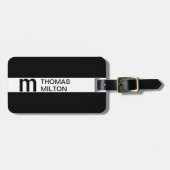 シンプル白黒ストライプモノグはっきりしたラム ラゲッジタグ (正面横)