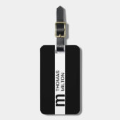 シンプル白黒ストライプモノグはっきりしたラム ラゲッジタグ (正面縦)