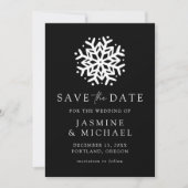 シンプル白黒スノーフレーク セーブザデート (正面)